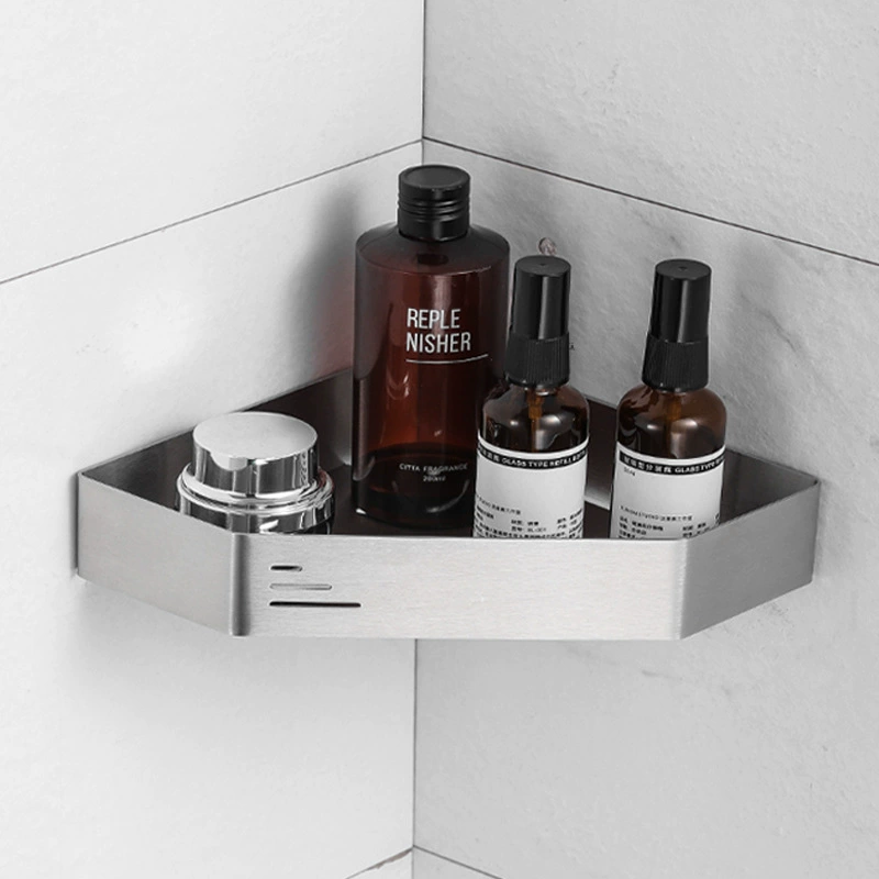 Освободите от перфорации держатель 304 рама для хранения из нержавеющей стали для ванной комнаты угловой треугольник для ванной комнаты