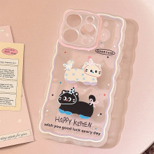 少女卡通16适用iphone13苹果手机壳14波点猫咪11透明12软15promax