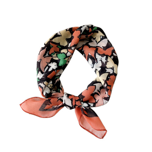 55 cotton and linen small square scarf, small silk scarf for women, spring, autumn and summer, soft, artistic, fresh, breathable, decorative, versatile small scarf