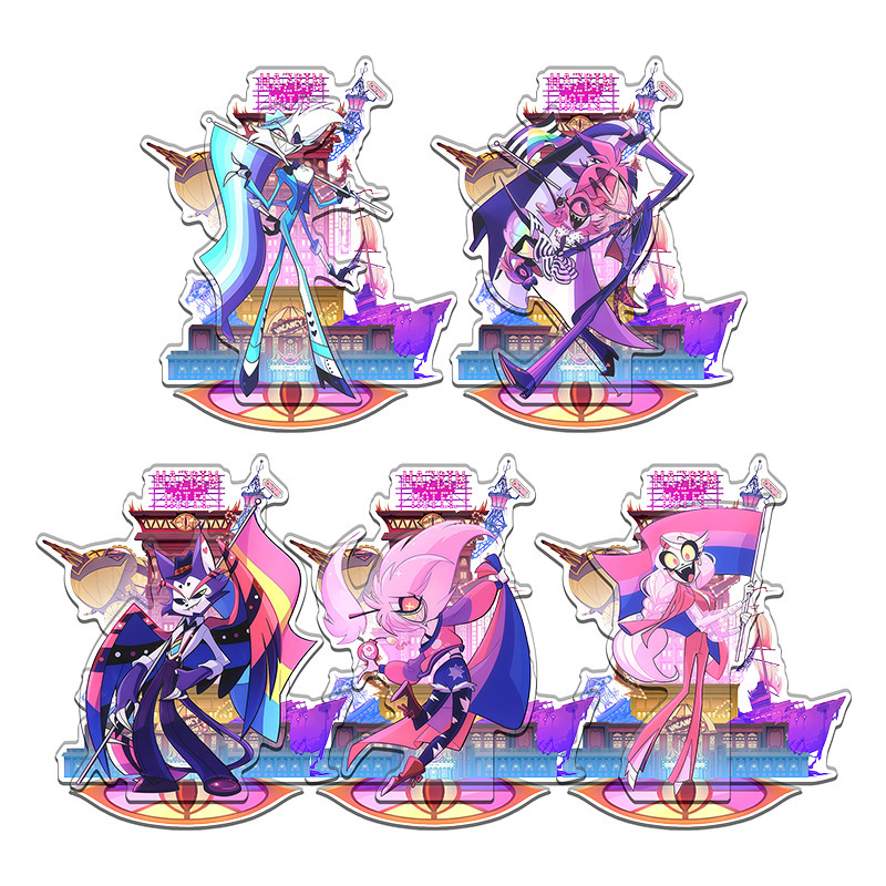 Hell Inn 2 Hazbin Hotel 2 Anime Peripheral Acrylic Stand with Engraving Machine Cutting Inside