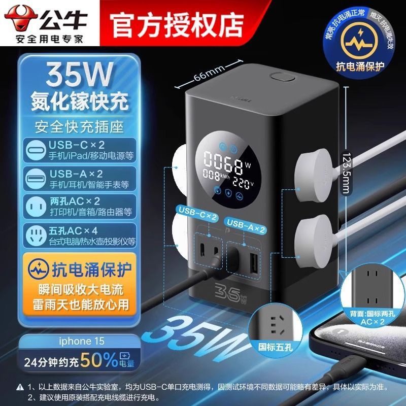 Bull プラグインガリウム窒化物デスクトップ充電スタンドソケット e スポーツデスクトップ USB プラグイン付き雷保護およびサージ保護|undefined