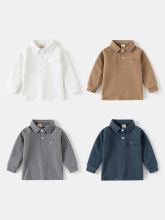 儿童POLO衫2024新款男童翻领加厚长袖T韩版宝宝秋季上衣童装批发