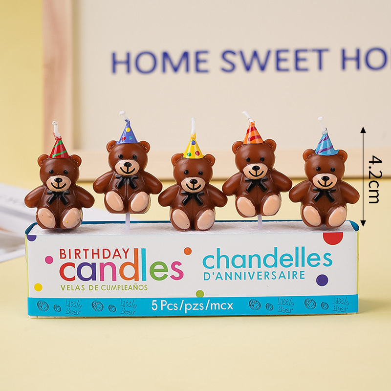 Hat, candle, with little bears, 5 pieces
