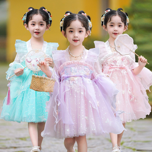 Children's new spring and summer underskirts Chinese style ancient costume skirts children's clothing Hanfu girls ancient style super fairy girls Tang suit