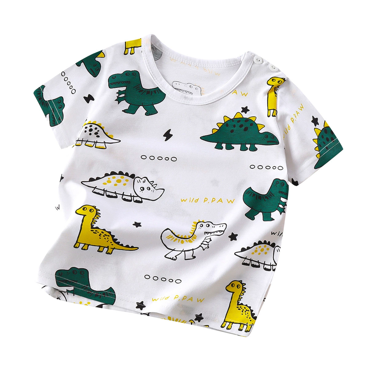 Children's Cotton Summer T-Shirt for Boys, Korean Style, Short Sleeve, Cute Cartoon Prints