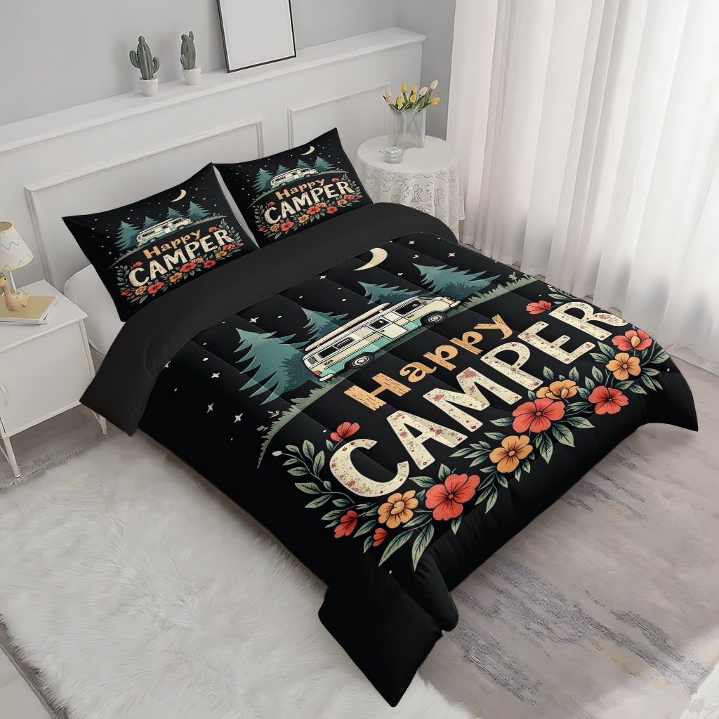 TEMU / JIT tema de camping cómodo impresión digital HD 180gms set de edredón suave suministro directo de fábrica