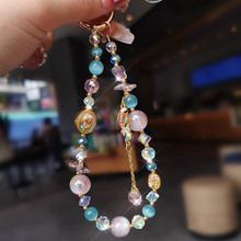 中国风好运锦鲤鱼手机链光变色水晶钥匙扣挂饰创意玫瑰包包女挂绳