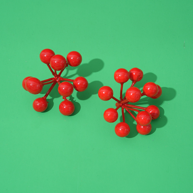 Decoraciones navideñas 2026, accesorios navideños, fruta roja dorada de 3 puntas, fruta redonda de 9 cabezas, fruta roja dorada, fruta pintada de 15 cabezas image 6