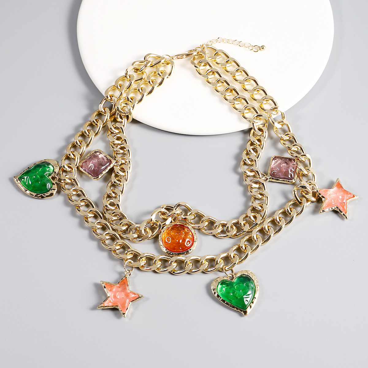 1 Piece Fashion Star Heart Shape Alloy Inlay Rhinestones Womenu0027S Layered Necklaces