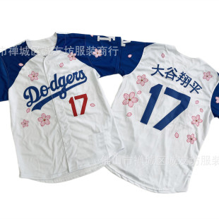 Dodgers 17 White and Blue Sakura Ohtani Dodgers Ohtani Shogo Baseball Jersey Dropshipping International Ebay