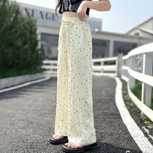 女童圆点防蚊裤2024新款儿童大童冰丝直筒阔腿休闲长裤夏装季款薄