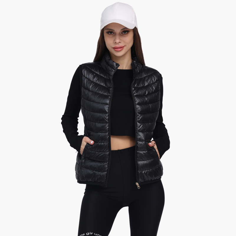 Women's Winter Ultra Light Warm Waterproof Packable Down Vest Jacket with Pocket Sleeveless Collar Jacket