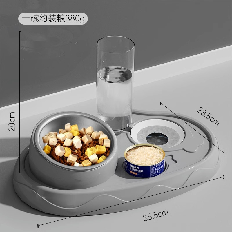 Transfronterizo nuevo pez pequeño estanque de loto gato tazón de acero inoxidable doble tazón de peluche perro tazón de fuente de alimentación para mascotas tazón de arroz suministros