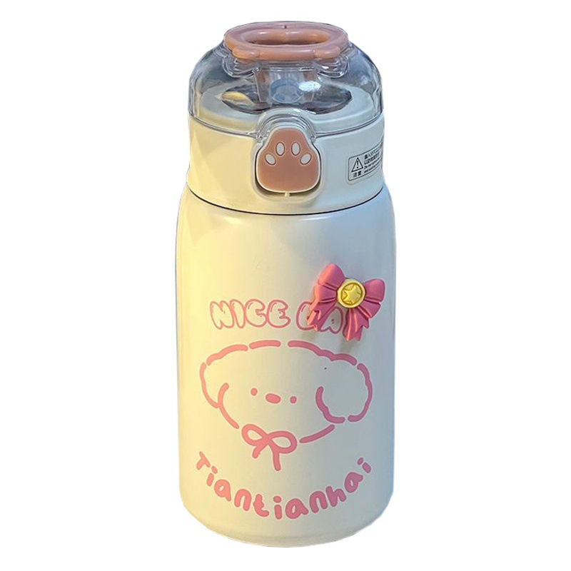 Original lindo taza de agua ins estilo estudiante oso garra paja ventosa conveniente portátil pequeña taza de acero inoxidable 304