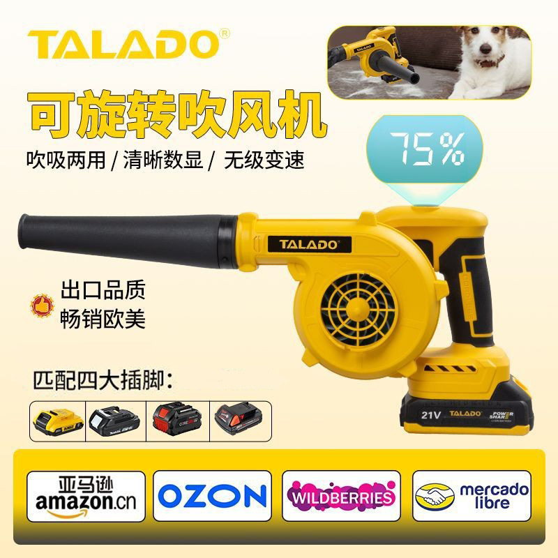 Cross-Border New Lithium-Ion Hair Dryer with Dual-Purpose Blowing and Suction, Multi-Angle Rotation, Powerful Dust Removal, Ash Suction, Snow Removal, Multi-Functional