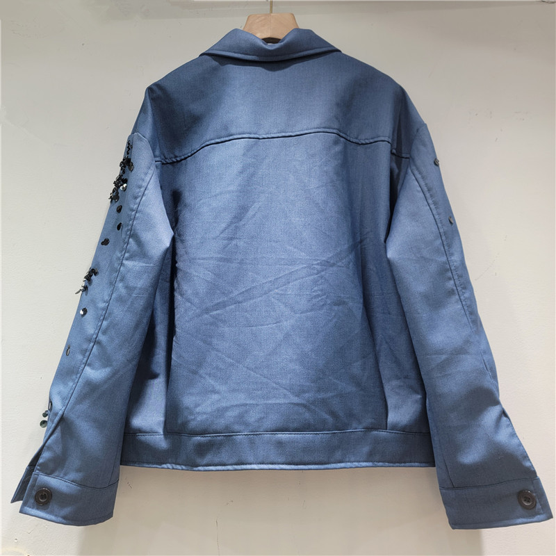 2026 primavera nueva moda casual universal cuello corto bordado chaqueta de lentejas para mujeres suelta delgasa para mujeres image 2