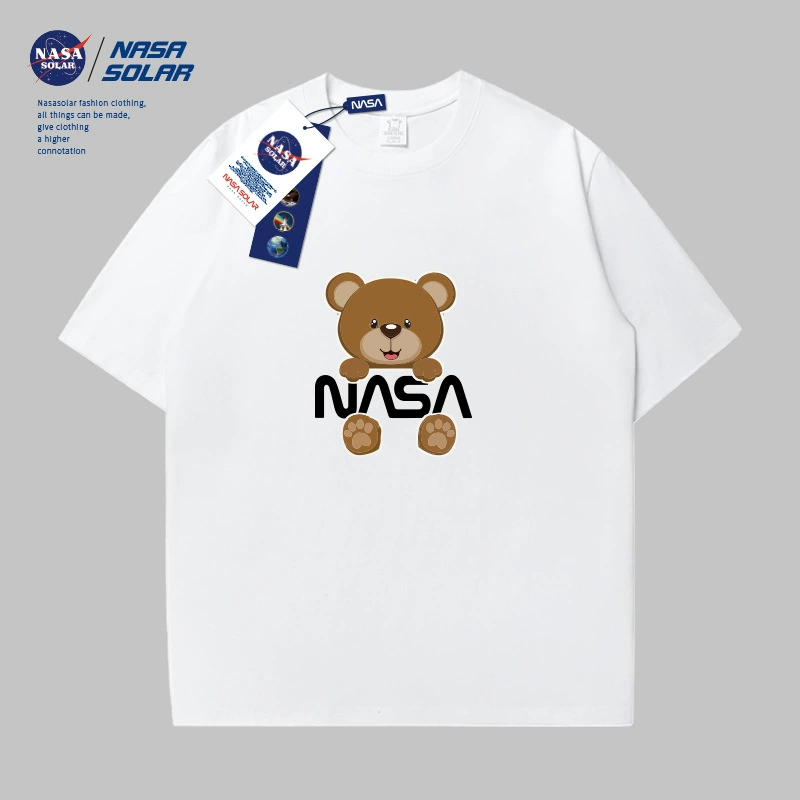 Хлопковая футболка NASA с принтом мультяшных медвежат, приятная к телу, для мужчин и женщин, оверсайз, плюс-сайз