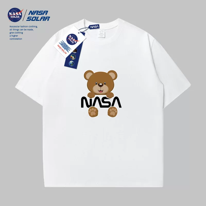 Хлопковая футболка NASA с принтом мультяшных медвежат, приятная к телу, для мужчин и женщин, оверсайз, плюс-сайз