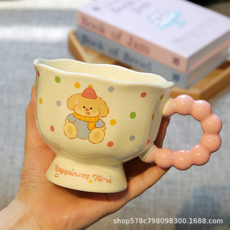ins风波点小熊陶瓷马克杯高颜值女生杯情侣套装水杯办公室咖啡杯|undefined