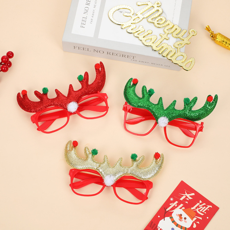 クリスマスクリエイティブ鹿の角メガネフレーム クリスマスパーティー装飾 クリスマス小道具 ホリデー用品 パーティーメガネフレーム|undefined