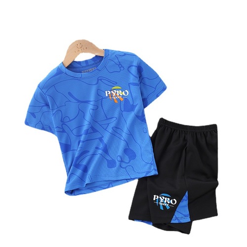 Summer new children's basketball uniform suit for boys and girls sportswear quick-drying short-sleeved shorts for middle and large children two-piece suit