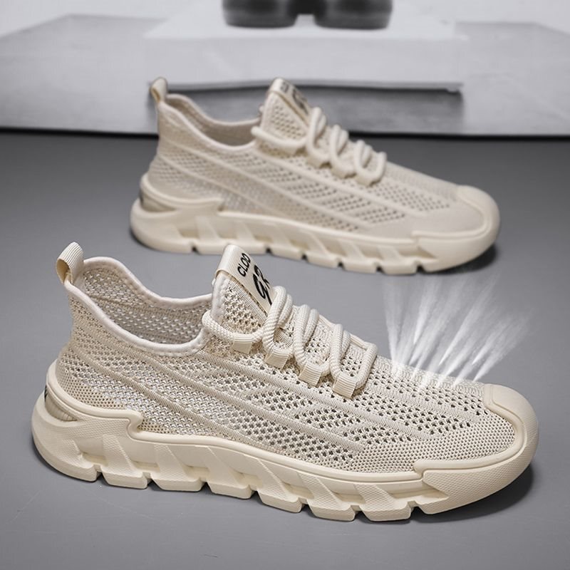 Summer Old Beijing Cloth Shoes, Sports Soft-Soled Non-Slip Mesh Shoes, Fly-Knit Men's Breathable Mesh Shoes, Slip-On Casual Shoes