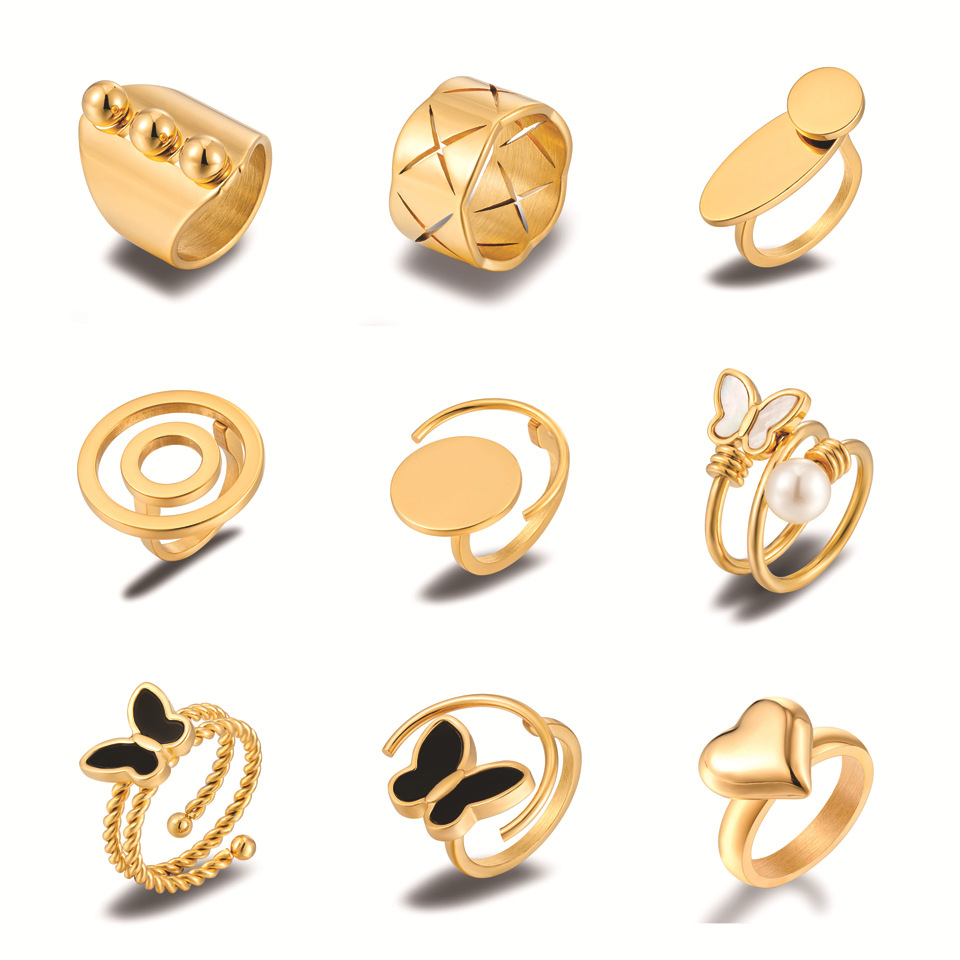 INS-style titanium steel exquisite colorfast ring butterfly heart European and American original finger ring jewelry manufacturer wholesale