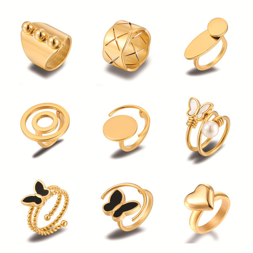 INS-style titanium steel exquisite colorfast ring butterfly heart European and American original finger ring jewelry manufacturer wholesale