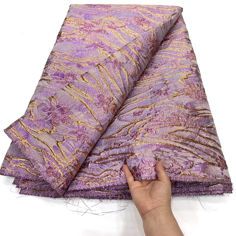 Patrón oscuro africano tejido de oro organza flor hilo teñido hanfu cheongsam para mujer ropa brocado tela JX3732