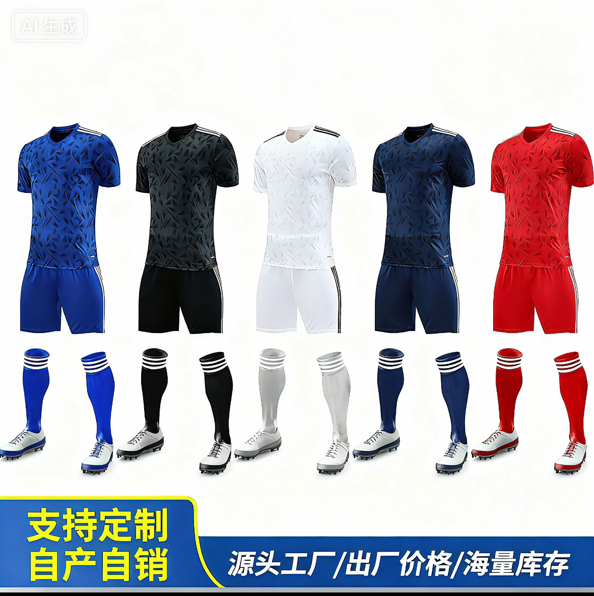 Cross-Border Hot-Selling Football Uniforms, Quick-Drying Short-Sleeved Suits, Men's Competition Performance Training Uniforms, Player Version with Printable Text