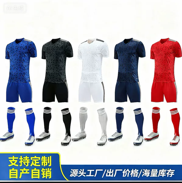 Cross-Border Hot-Selling Football Uniforms, Quick-Drying Short-Sleeved Suits, Men's Competition Performance Training Uniforms, Player Version with Printable Text