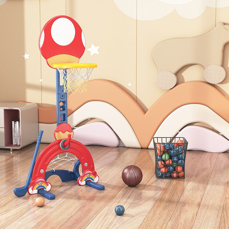 儿童可升降篮球架蘑菇男孩篮球框3-6岁玩具宝宝室内投篮球类玩具
