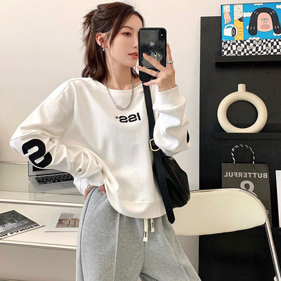 2022 Autumn new pattern Spring Chaopai Embroidery letter Sweater T-shirts Easy leisure time comfortable letter printing