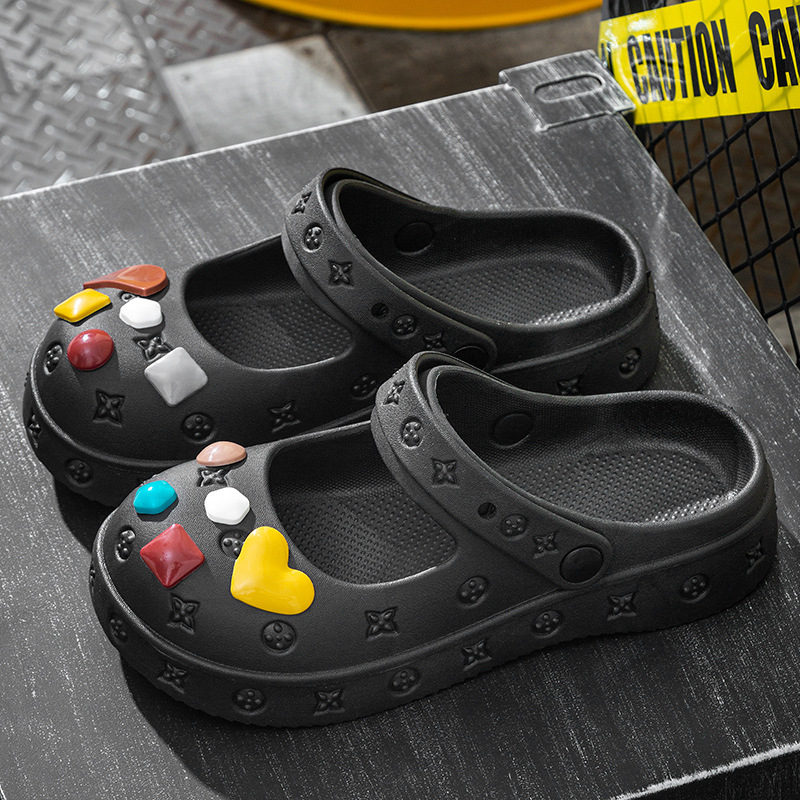 샌들 하트 스톤 블랙