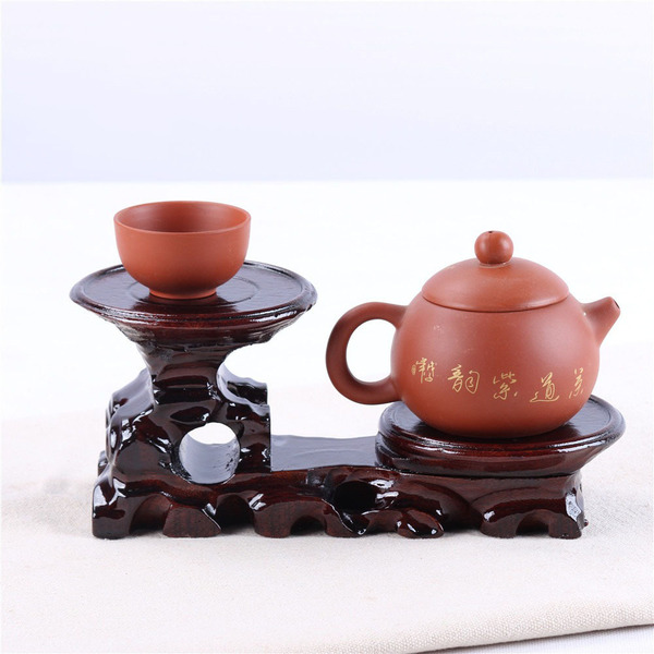 Mahogany solid wood base Qi jade purple sand teapot vase bonsai…
