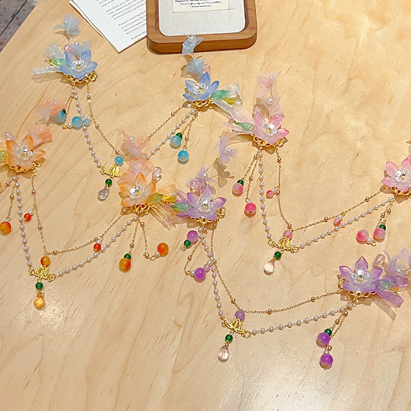 Детские антикварные аксессуары для волос, заколки, детские подвески, цепочки на лоб, головки цветов, аксессуары для головы для девочек, аксессуары для древней костюма династии Хань