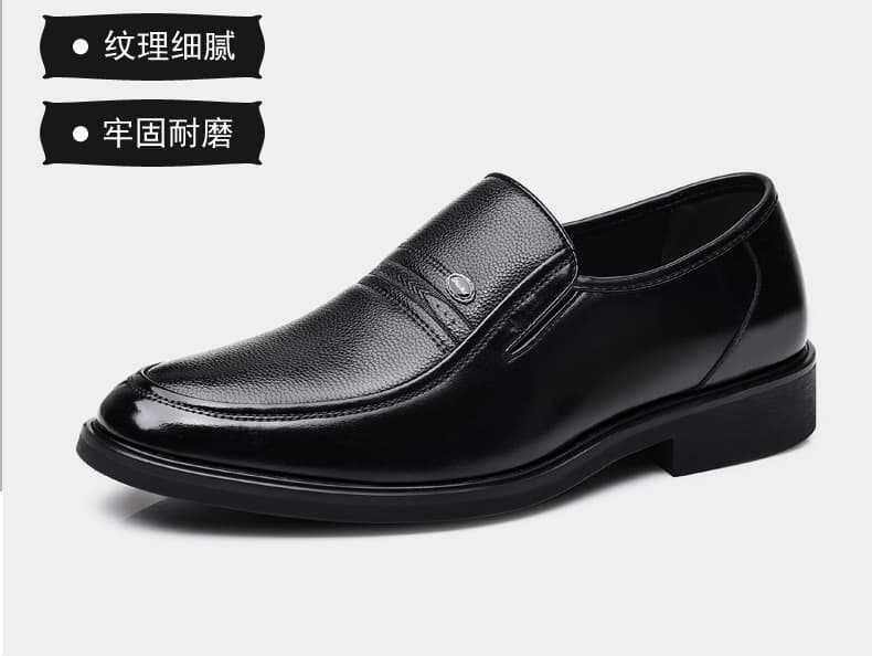 Giày da công sở nam mũi nhọn cổ thấp kiểu xỏ chân, đế cao su chống trượt, form rộng size lớn — S2115 màu đen chi tiết 7