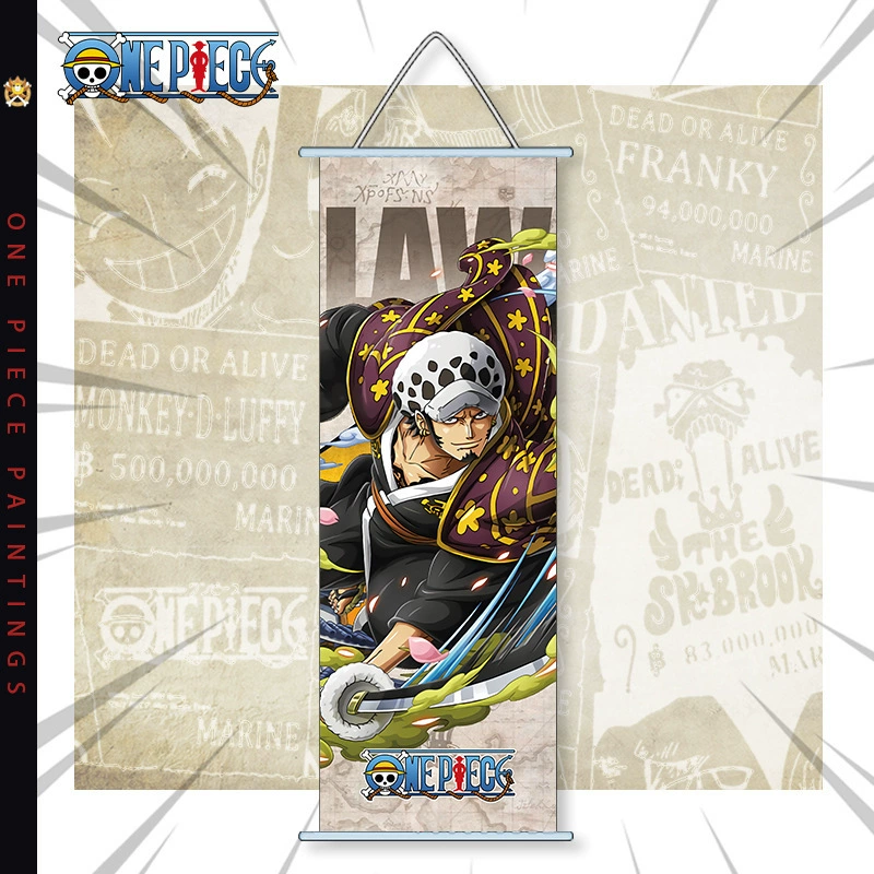 Картина на подвесе One Piece аниме, двухмерный шелк, настенное украшение для комнаты