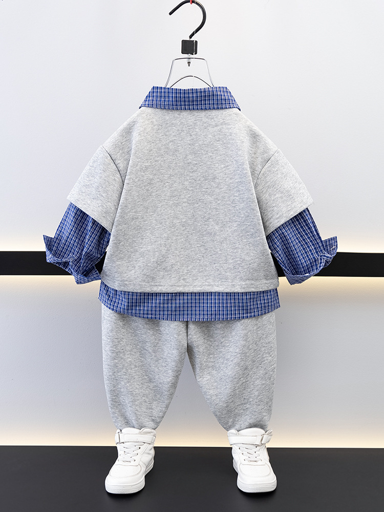 Traje para Niños 7690, Estilo 2026, Ropa Deportiva de Primavera para Niños, Sudadera con Solapa, Conjunto de Dos Piezas a la Moda