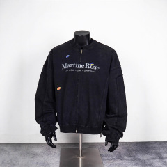 不睡美潮Martine rose水洗工艺不规则拼接宽松男女拉链夹克卫衣潮