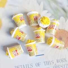 Popcorn Bucket Resin Accessories 3D Simulated Food Toy Popcorn Jar with Droplet Gel Cream Phone Case