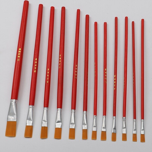 Factory wholesale nylon hair red rod oil painting brush watercolor and acrylic painting brush 1-12 size industrial brush brush