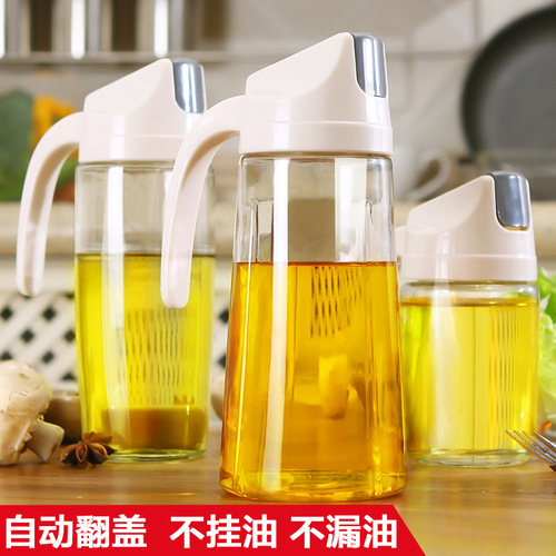 Meizi large-capacity glass oil bottle dust-proof and leak-proof automatic opening and closing oil bottle condiment bottle vinegar soy sauce bottle factory direct sale
