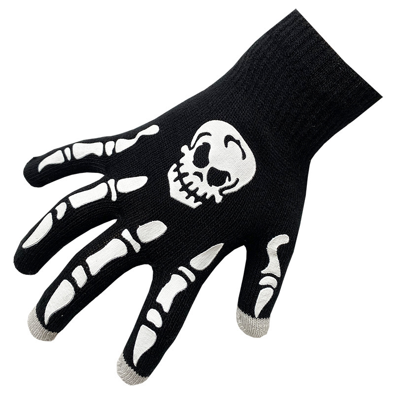 亚马逊欧美跨境夜光骷髅头骨爪手套万圣节发光手套Skull Gloves|undefined