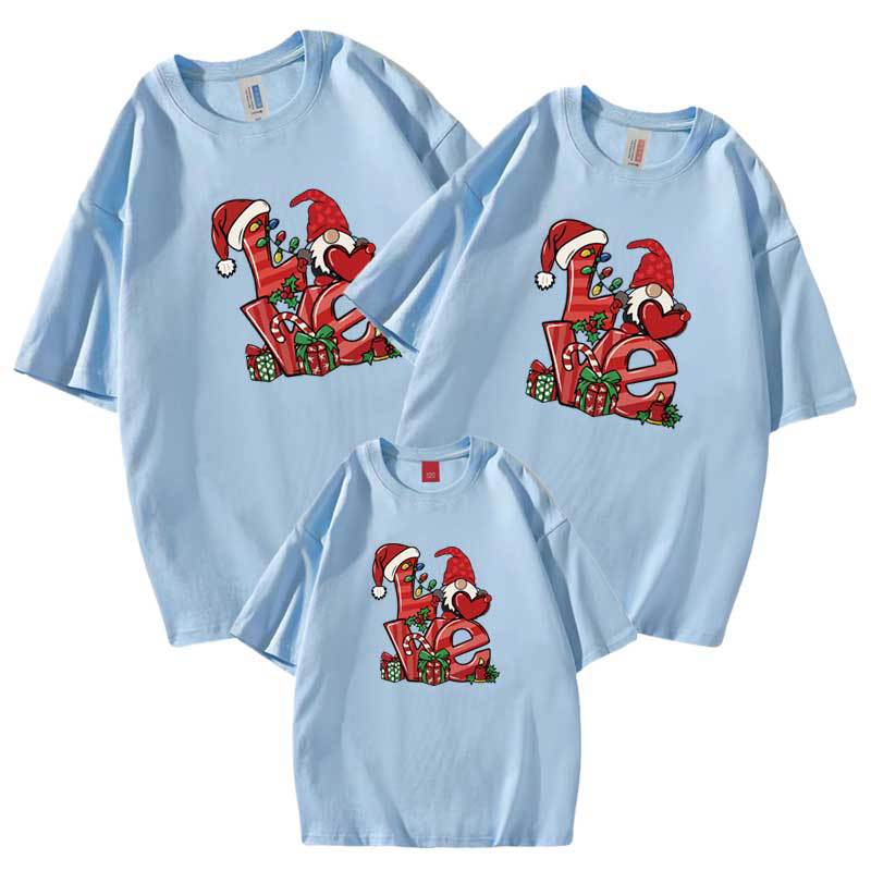 Comercio electrónico transfronterizo Traje de padre-hijo de regalo de Navidad europeo y americano nueva familia de tres camiseta madre-hijo manga corta sombrero de Navidad