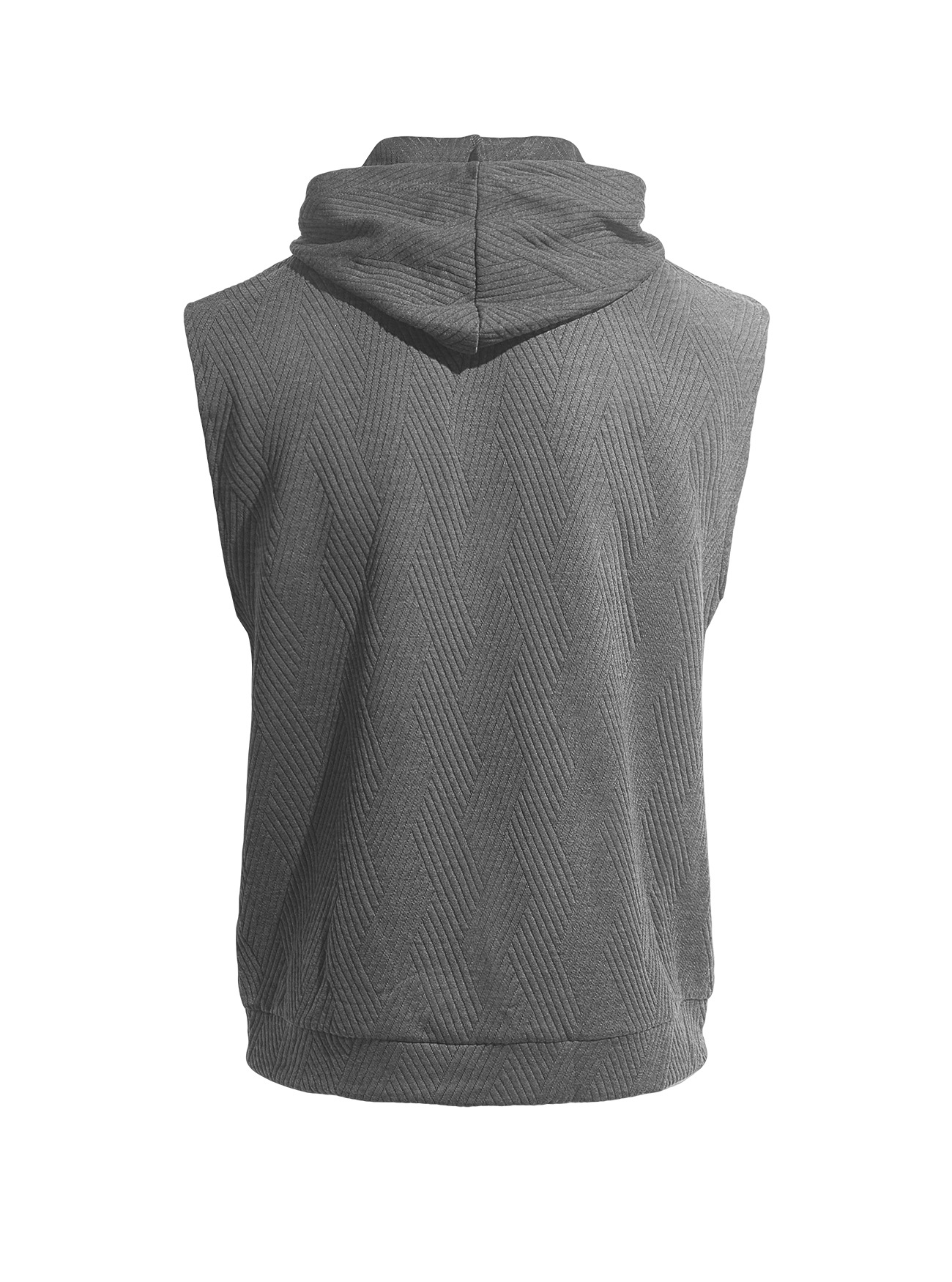 Monochrome Man- Cross-Border Solid Color Jacquard Knitted Hooded Sleeveless European And American Casual Sports Vest Shorts Set_viptrois.com