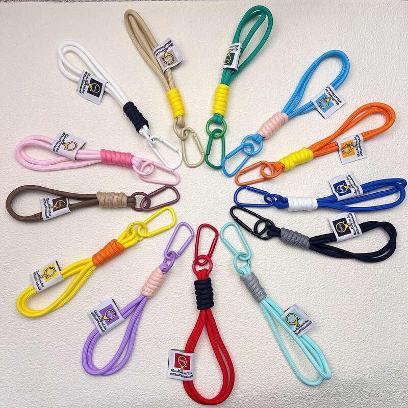 Outdoor Backpack Rope Keychain Nylon Braided Rope Men's and Women's Carabiner Couple's Wrist Strap Anti-Lost Anti-Fall Bag Lanyard