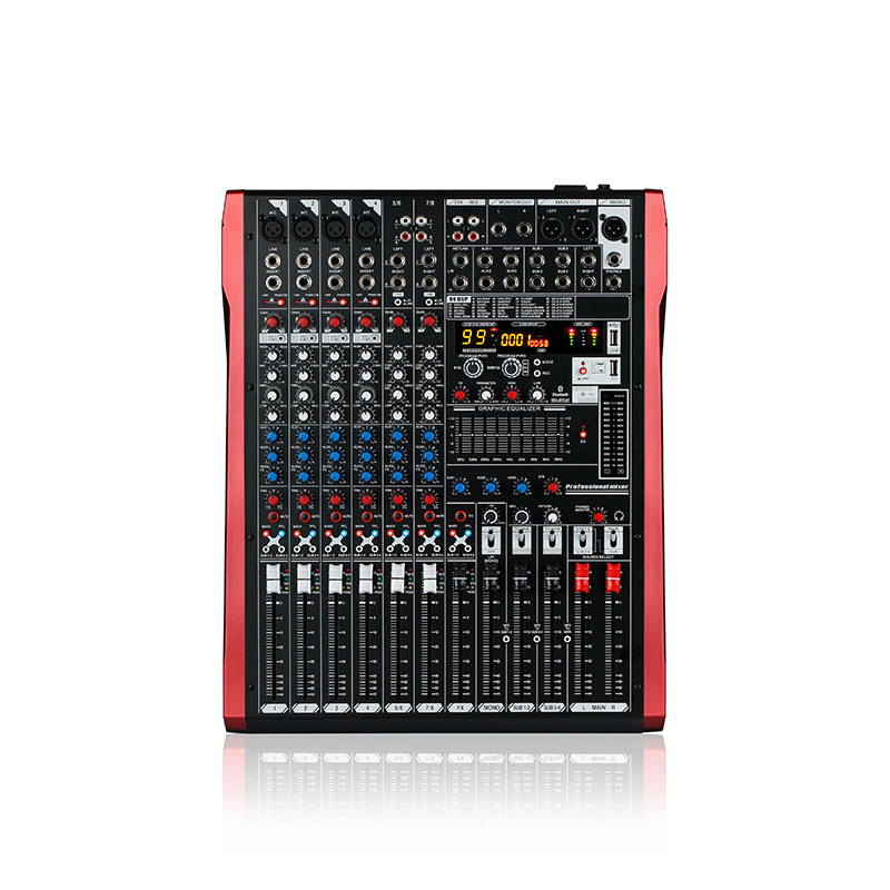 Mezclador profesional para grandes espectáculos en escenarios, bares KTV, música de fondo, Bluetooth, efectos USB, mezcla y arreglos analógicos.
