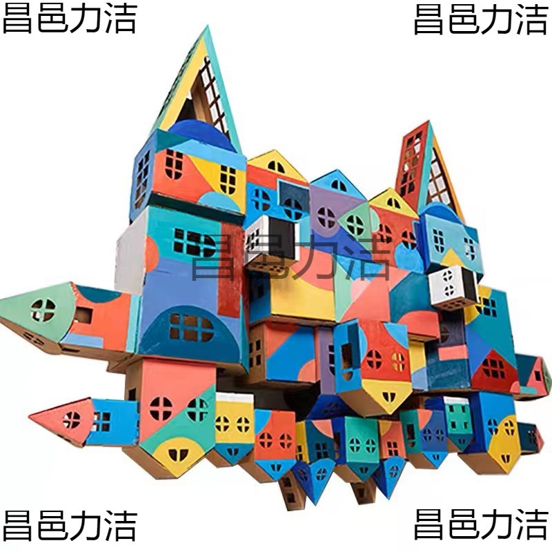 Small Town Handmade DIY Small House Carton Building Area Corner Kindergarten Environmental Material Structure Creates a Dream