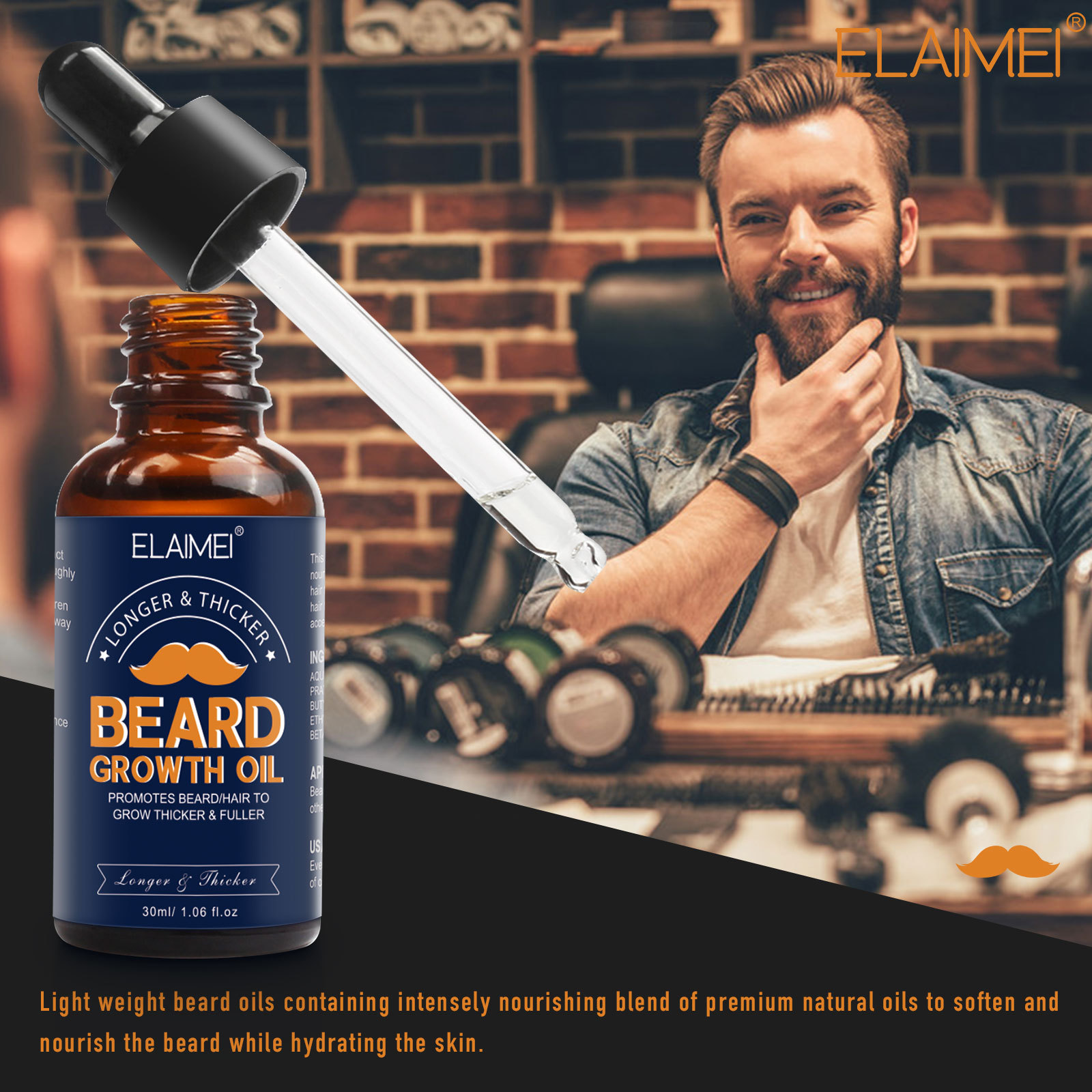 ELAIMEI Beard Growth Serum Repair and nourish beard chest hair thick beard hair essence
